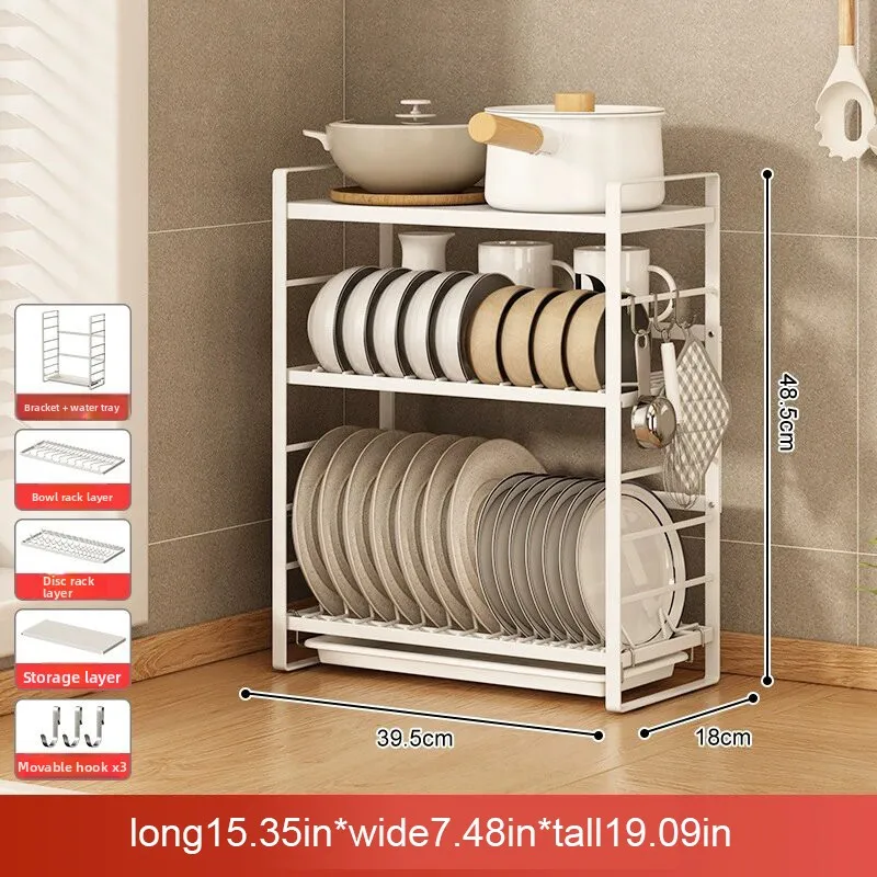 3-Tier Adjustable Dish Drying Rack Drainboard Organizer for