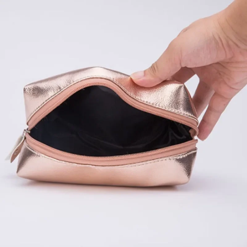 Simple Shiny Sequins gold wallet Cosmetic Handbag Makeup Bag Portable Women Toiletries Skincare Storage Bag Organizer Pouch 5