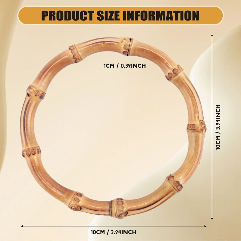 ABXF-4Pcs Wooden Round Bamboo Bag Handle Replacements Handmade Bag Purse Making Handles For Handbag Crafting