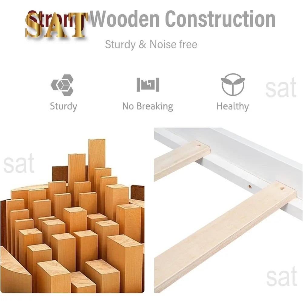 Bed Frame with Headboard, Platform Beds with Wood Slat Support, No Box Spring Needed, Full Size Bed Frame