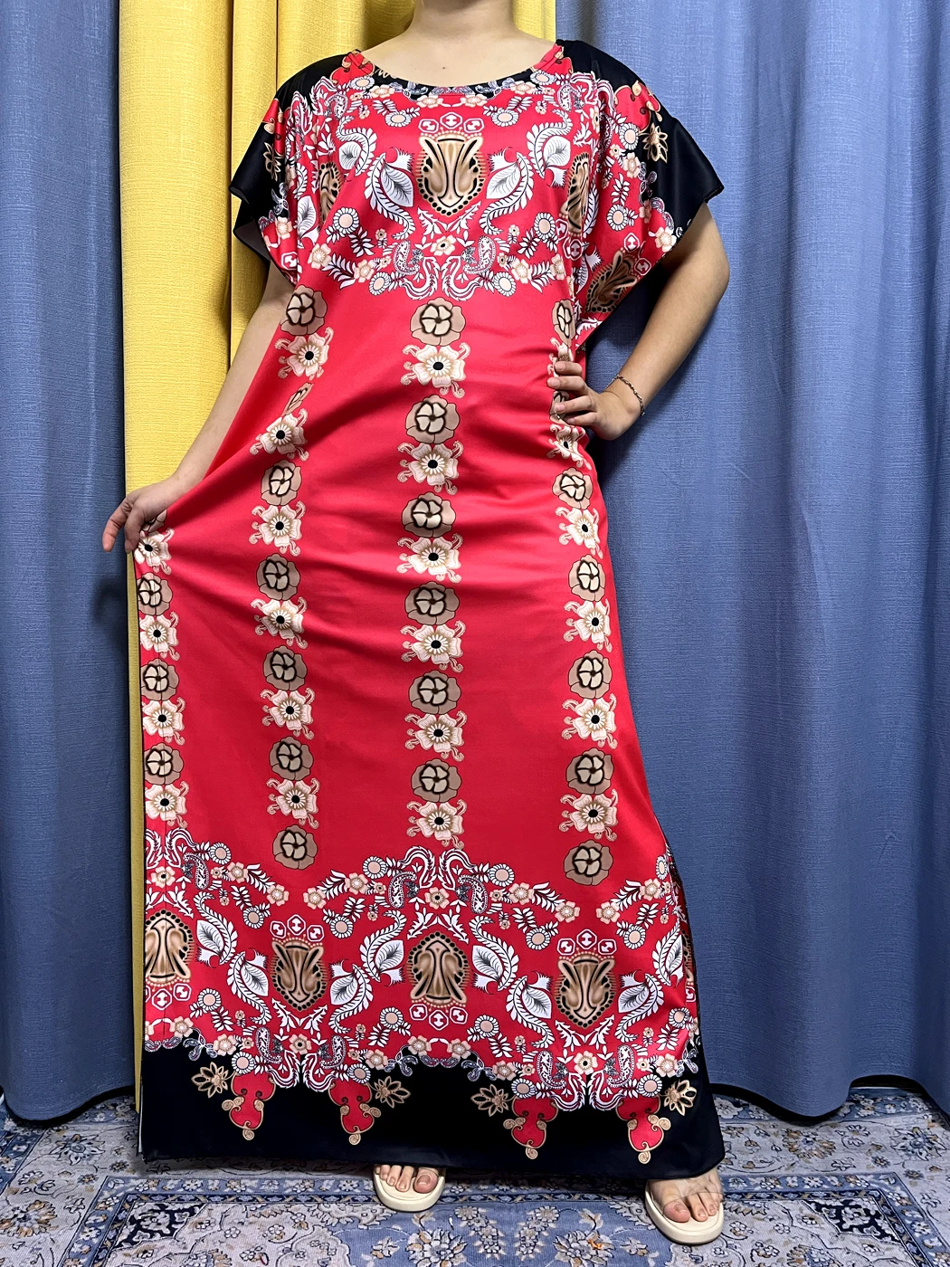 Abayas For Women 2023 New Summer Printed Floral Cotton O-neck Loose Femme Robe Traditional African Woman Dresses Kanga Clothing