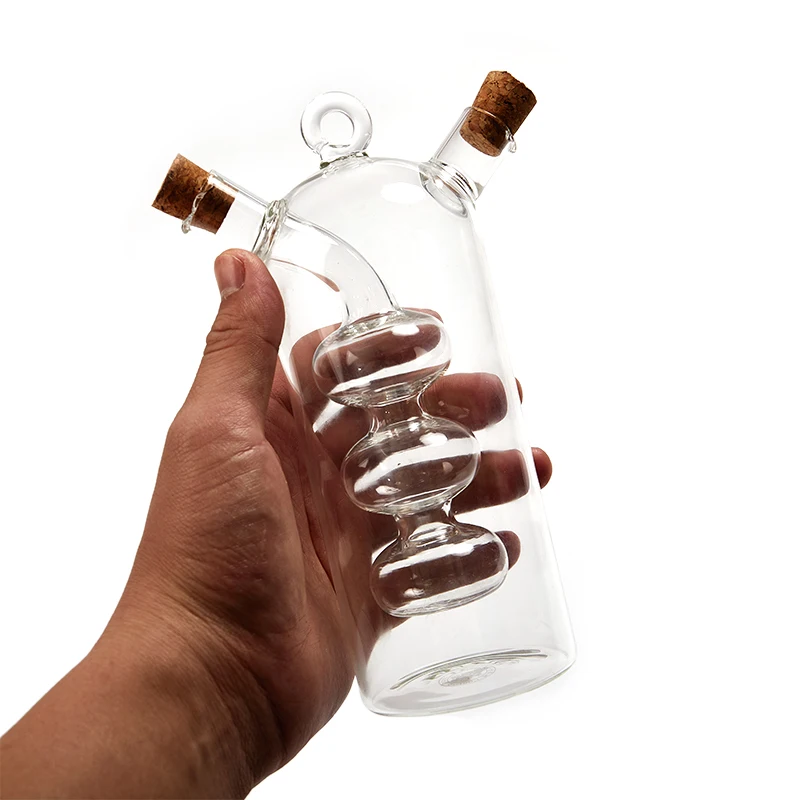 

1pcs Double Layer Sauce Oil Bottle 2 In 1 Vinegar Glass Bottle Seasoning Bottles Jars Transparent Color Glass Material 15*6CM