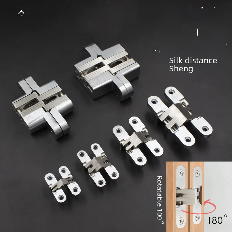 Thickened Stainless Steel Cross Dark Hinge Invisible Folding Door Hinge European Style Modern Simple Style Pull-to-close