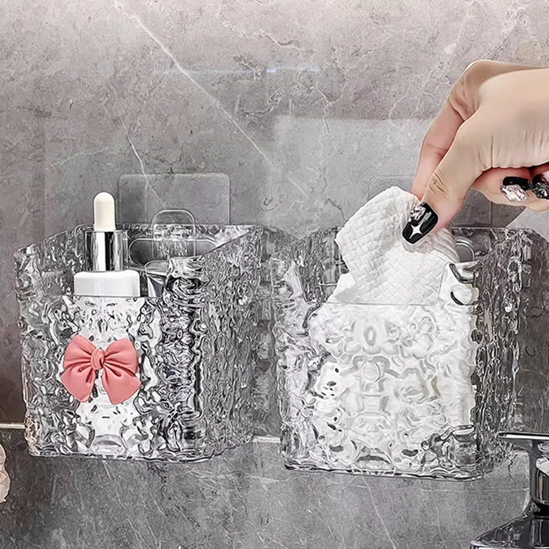 Punch-Free Toothpaste Holder Wall Mounted Makeup Brush Organizer Storage Rack Bathroom Storage Box Drain Box 5