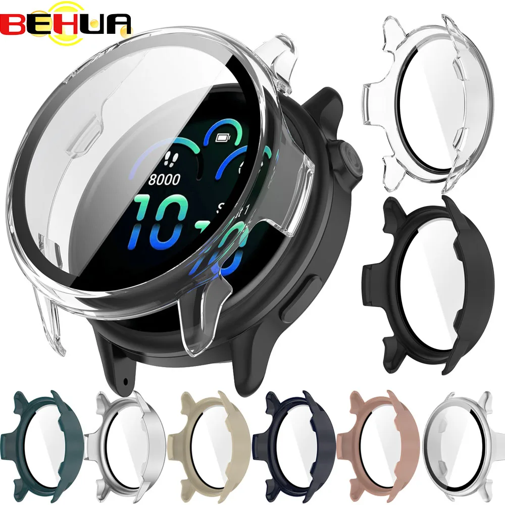BEHUA Durable Smartwatch Protector Case with Tempered Glass Screen Frame