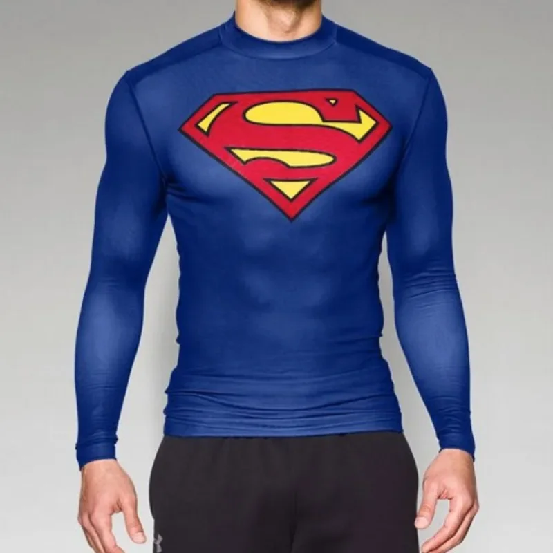 Superman Compression Shirt Casual Long Sleeve T-Shirt Men Fitness