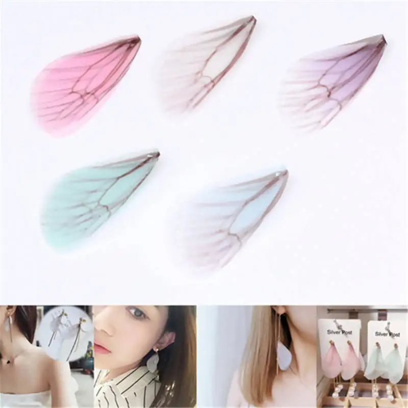 20-Piece Set of Transparent Ethereal Butterfly and Dragonfly Wings for DIY and Craft Projects - Purple and Yellow