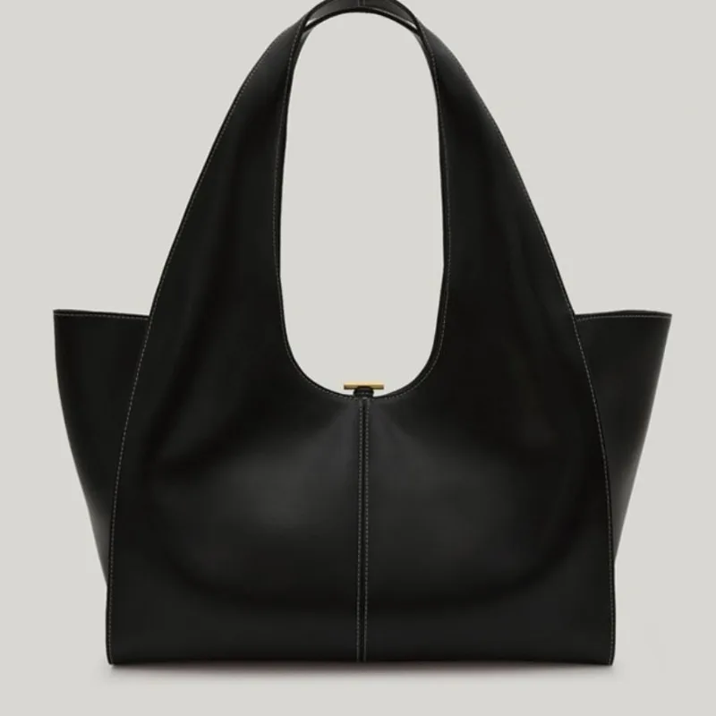 Fashion Retro Leather Tote Bags for Women 2025 Trend Female Simple Large Capacity Shoulder Bag Big Solid Color Handbags Purse