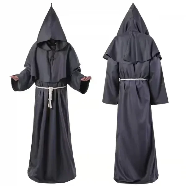 Medieval Monk Costume Wizard Priest Cos Costume Carnival Death Robe Cos Costume Character Performance Costume