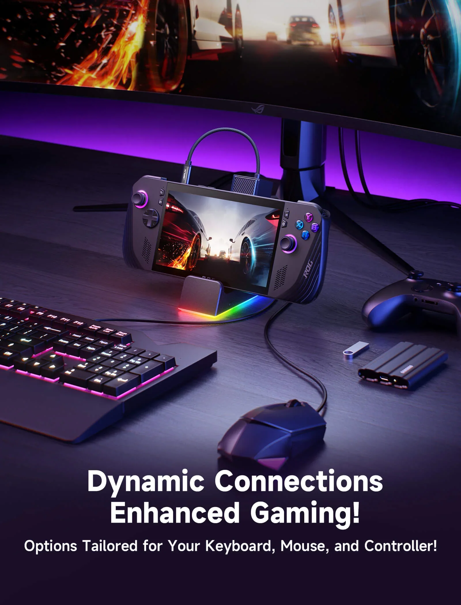 Steam Deck(OLED) RGB ドッキング ステーション、4K@120Hz HDMI 2.1