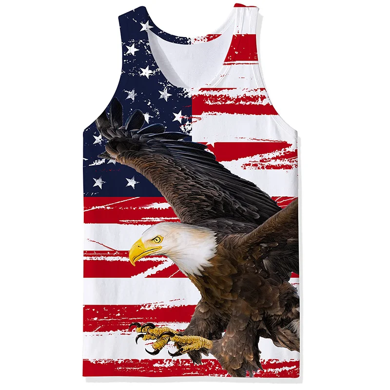 

USA Eagle National Flag Graphic Tank Top Gym Clothing Men 3D Print Basketball Vest Summer Undershirt Harajuku Fashion Streetwear