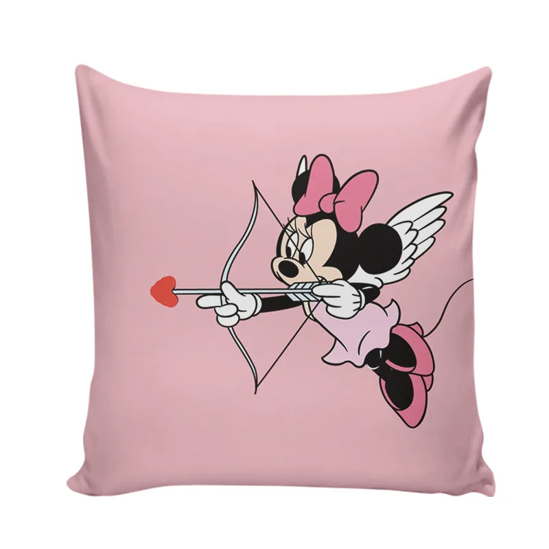 

Disney Cartoon Mickey Mouse Minnie Pillowcase Children Black White Plaid Pillow Cover Christmas Birthday Present 45x45cm