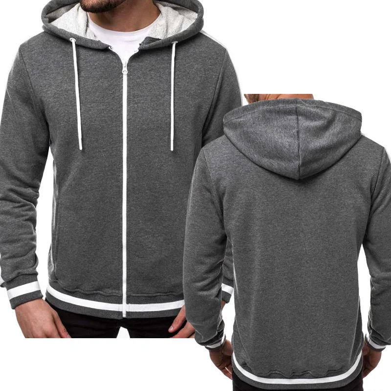 Men Sports Casual Hoodies Wear Zipper Tide Jacquard Fleece Jacket Fall Sweatshirts Spring Autumn Coat Sweatshirt Mens Jacket