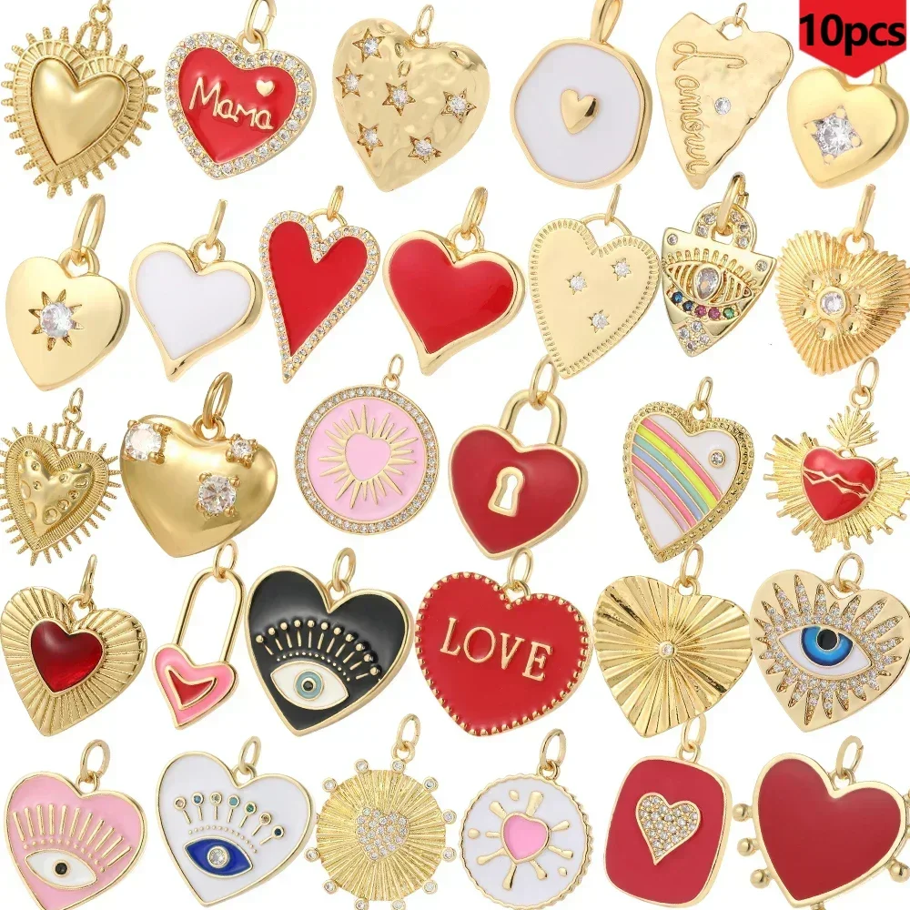 10 teile/los Y2K Nette Rote Herz Liebe Halskette für Frauen Goldene Nette Paar Kragen Diy Anhänger Edelstahl Kette hohe Qualität