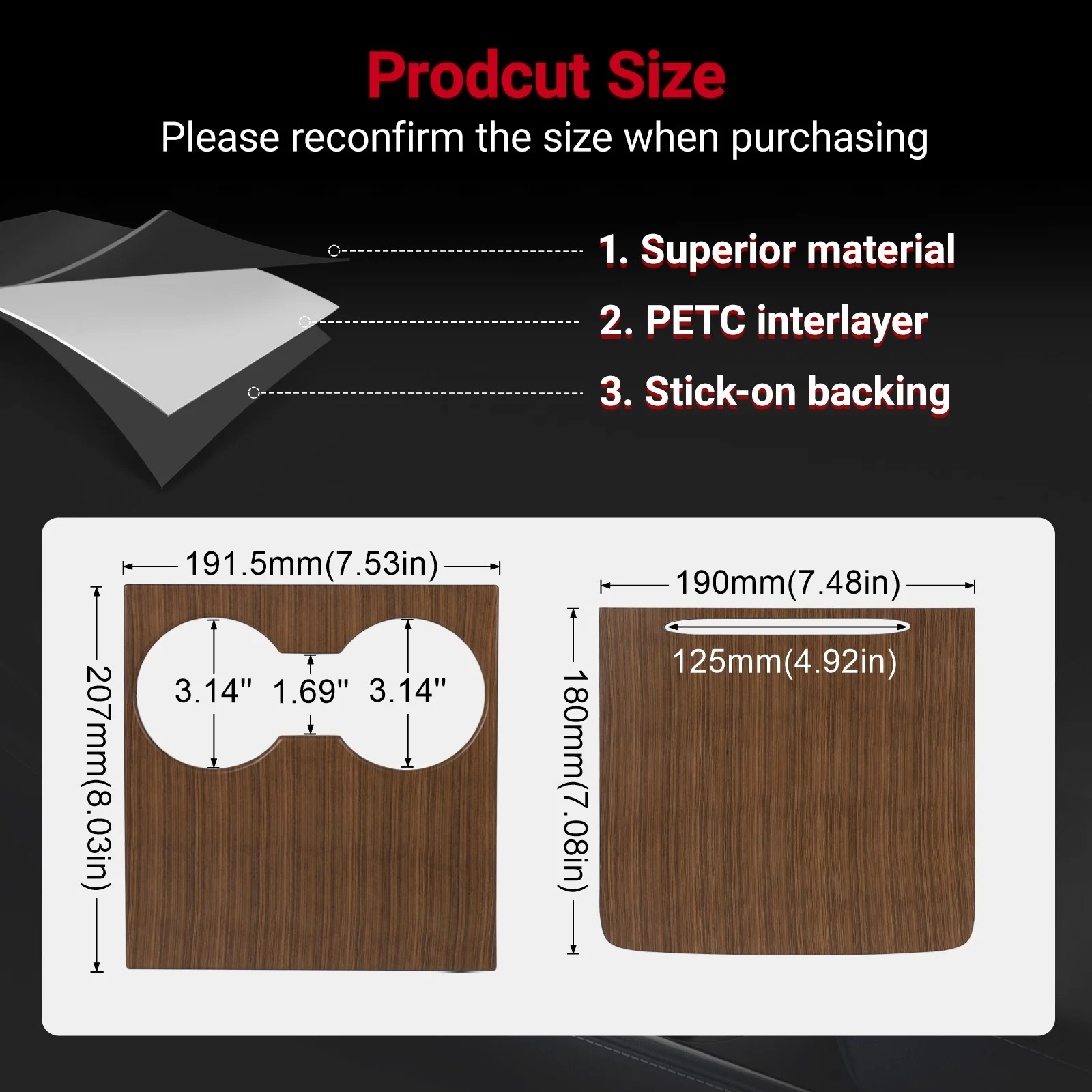 Sleek Interior Decoration Console Sticker for Central Control Panel Protection