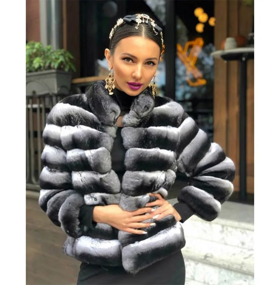 Real Rex Rabbit Fur Coat Women Luxury Natural Fur Short Coat Best