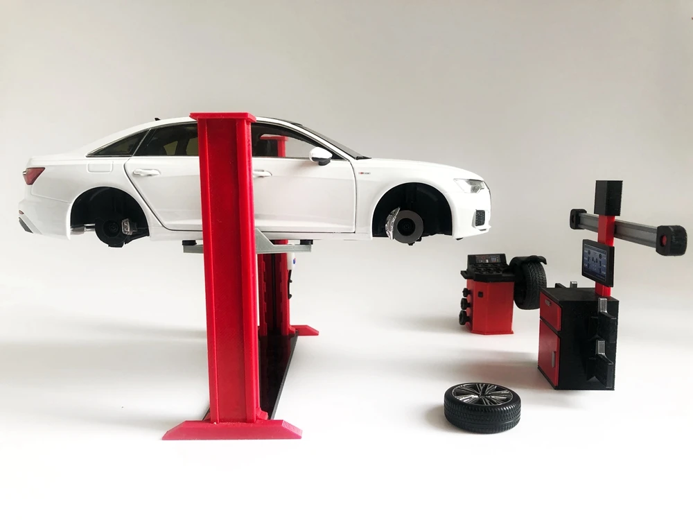 

1:18 lift car model maintenance lift scene model auto repair platform gift collection