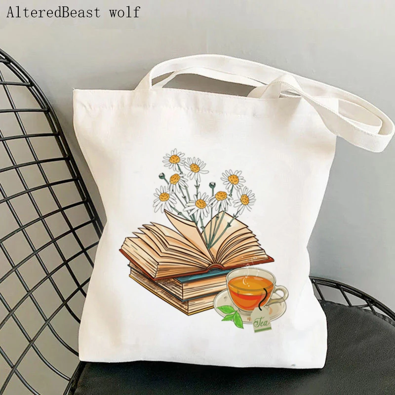 Women Shopper bag Christmas Book Tree Kawaii Bag Harajuku Shopping Canvas Shopper Bag girl handbag Tote Shoulder Lady Bag