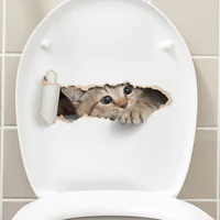 Torn Peeping Kitten Toilet Sticker 3D Effect Bathroom Toilet Seat Waterproof Sticker Self-Adhesive 4