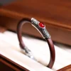 Natural Chicken Blood Vine Adjustable Bangles Vintage Couple Set Cat's Eye Stone Opening Knotless Wooden  Party Jewelry 2