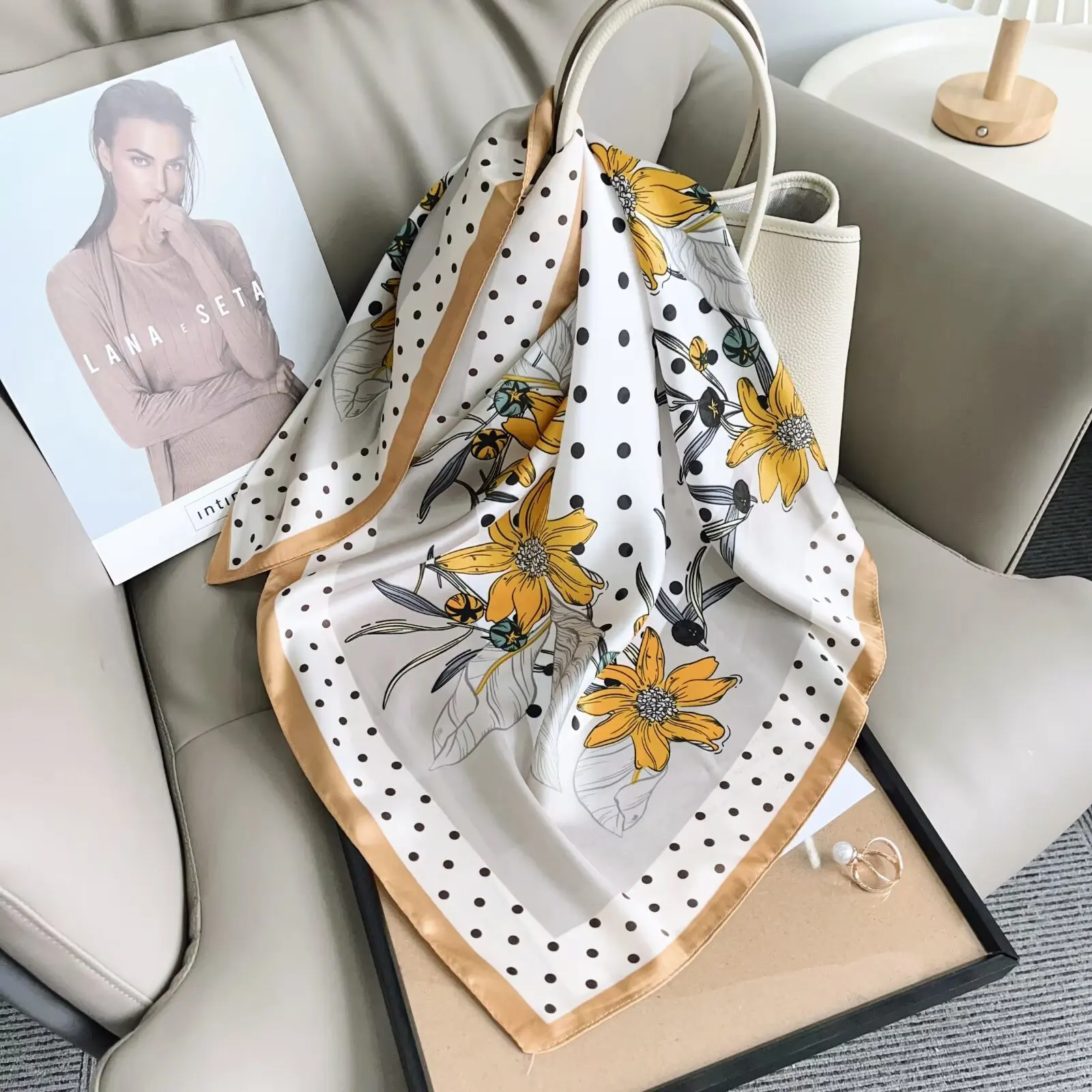 2025 Luxury Square Silk Scarf for Women Hijab Hair Bands Neckerchief Female Satin Shawl Ribbon Headband Fashion Wraps Bandana