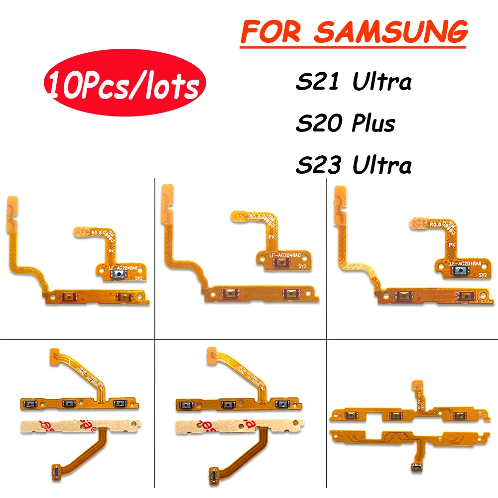 

10Pcs, Power Volume Control Key Button Flex For Samsung S21+ S22 Ultra 5G S20 FE S20+ S23 Ultra Power On/Off Switch Button Flex