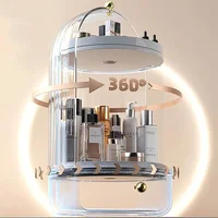 25 360°Rotating Makeup Organizer Large Capacity Cosmetics Storage Vanity Shelf  Countertop  Luxury Spinning Storage Display Case 1