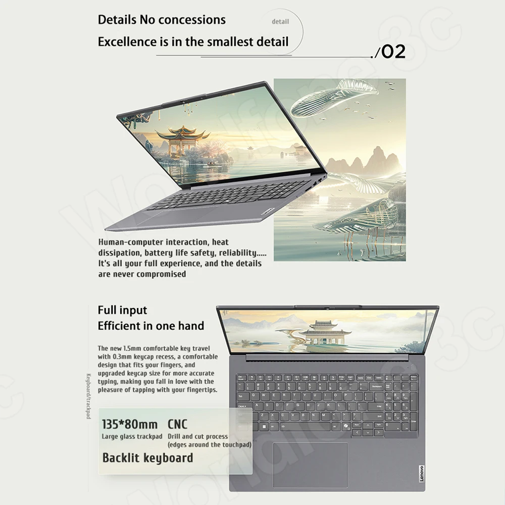 Lenovo Laptop ThinkBook 16+ AI AMD Ryzen R7 8845H Radeon 780M RAM 16GB LPDDR5x 1T SSD 16-inch 2.5K 120Hz Screen Notebook PC notebook laptop