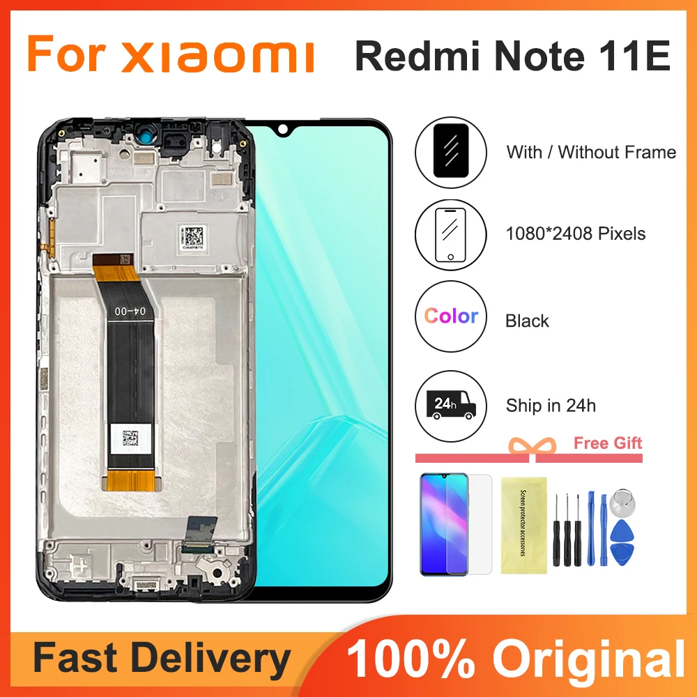 

6.58" Original For Xiaomi Redmi Note 11E LCD Display Screen Frame Touch Digitizer For Redmi Note11e 22041219C LCD Screen