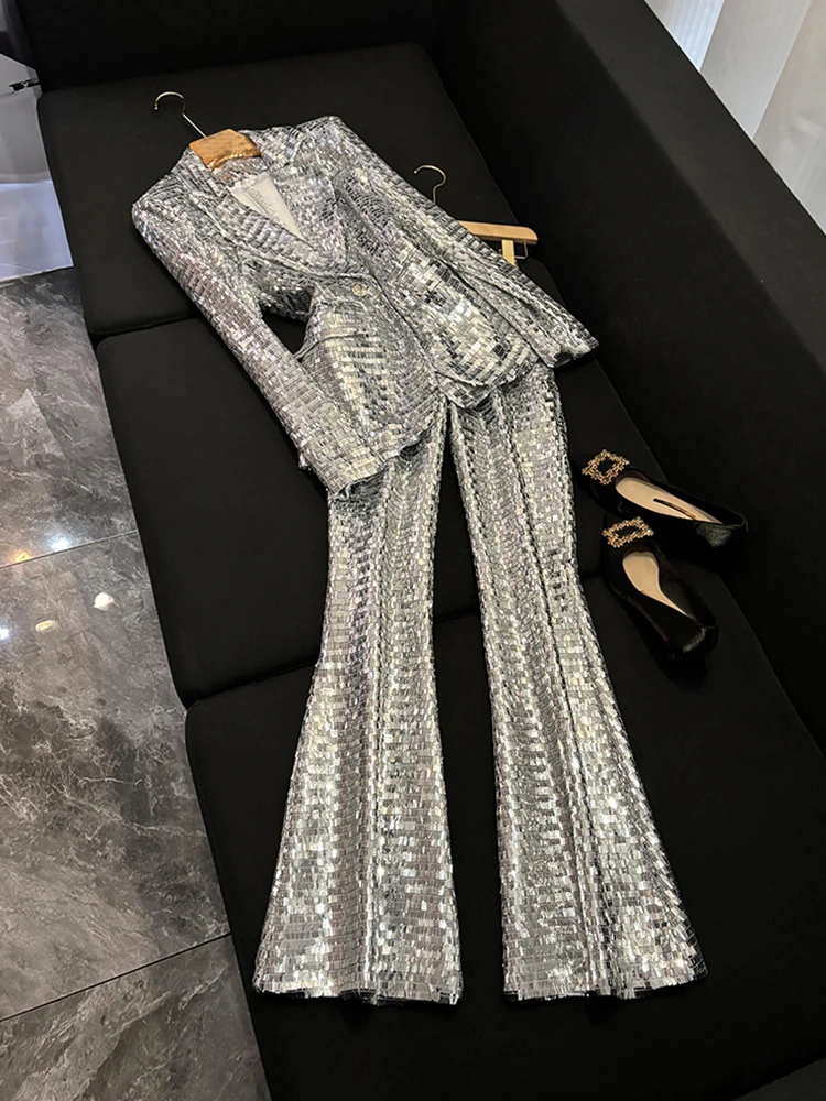 Multi-stone Bling Suit with Matching Vinyl Pant