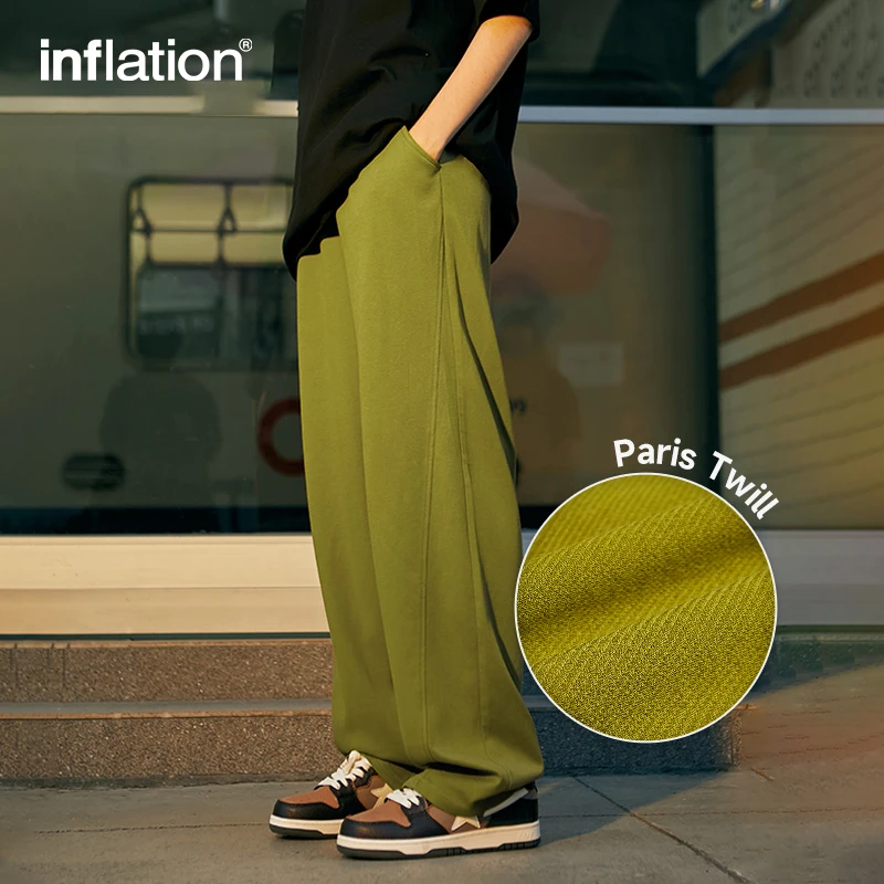 INFLATION Unisex Wide Leg Pants Men Solid Straight Leg Mopping Pants Couple Wear Casual Trousers wide leg pants