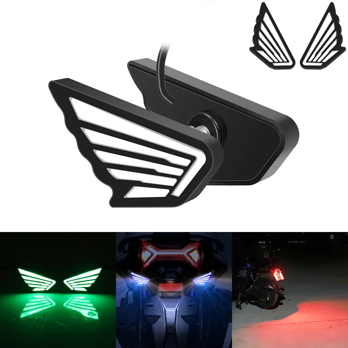 2Pcs LED Motorcycle Driving Lights Angel's Wings Eagle Eye Lamp Super ...