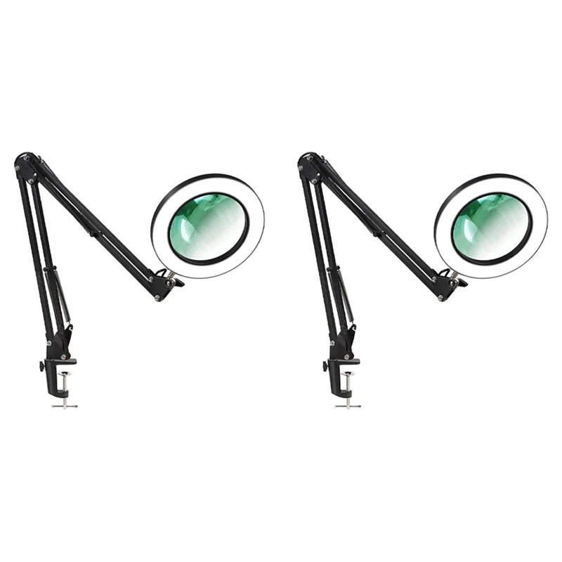 

New 2X Magnifying Glass With Light And Bracket,3 Color Modes Stepless Dimmable LED Desk Lamp, Used For Reading And Repairing