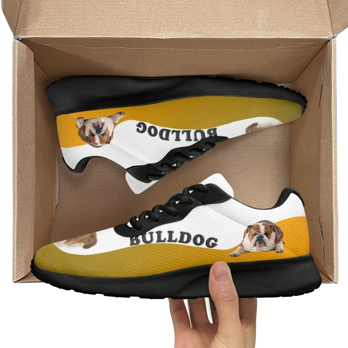 Cartoon Cute Bulldog Pattern Breathable Soft Women Casual Shoes Fashion Cozy Shock Absorbing Non-slip Ladies Sneaker for Outdoor