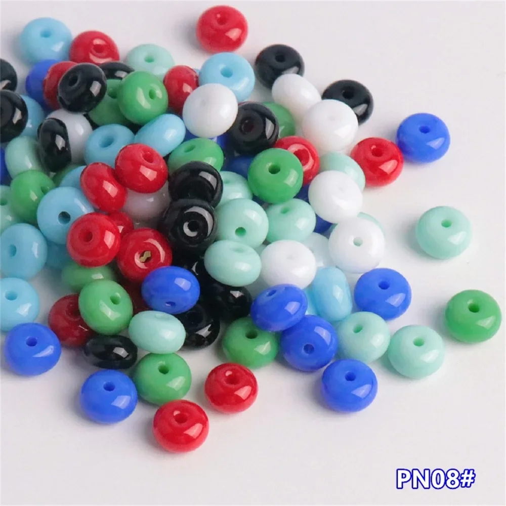 자연 색상 비 변색 유리 주판 비드 카드, 8 안전 버클, 도넛 유리 원형 비드, DIY 소재, 5*8mm, 신제품