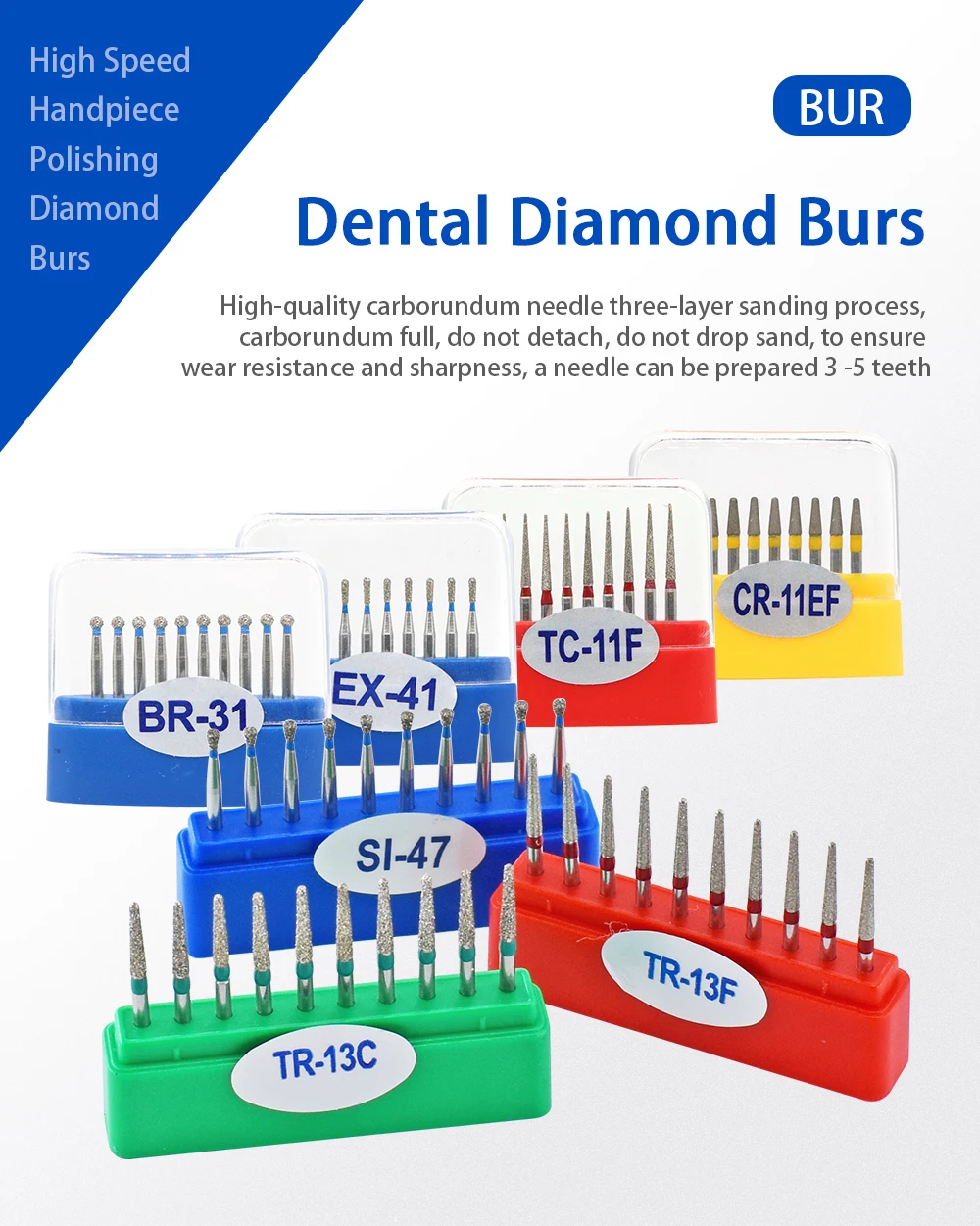 100 Stück/Karton Dental Diamond Bur FG Hoch geschwindigkeit bohrer tr Serie zum Zahn polieren 1,6mm Dental labor Polier werkzeuge – Detail 1