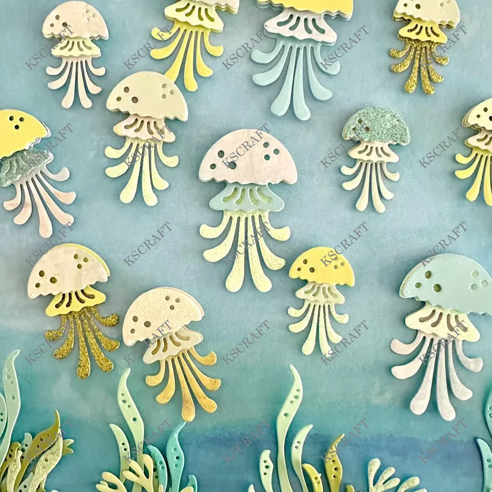 KSCRAFT 계층화 된 해파리 절단 다이 스텐실 DIY Scrapbooking..