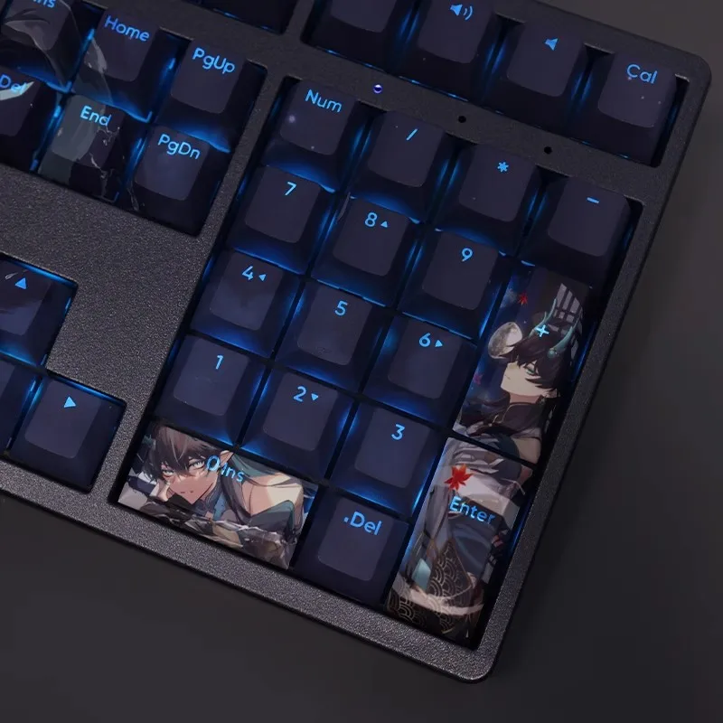 Pbt Backlit Keycaps Conjunto para Anime Gaming Honkai Star Trilho Dan Feng Imbiitor Lunae 61 87 104 108 Chaves - Imagem 5
