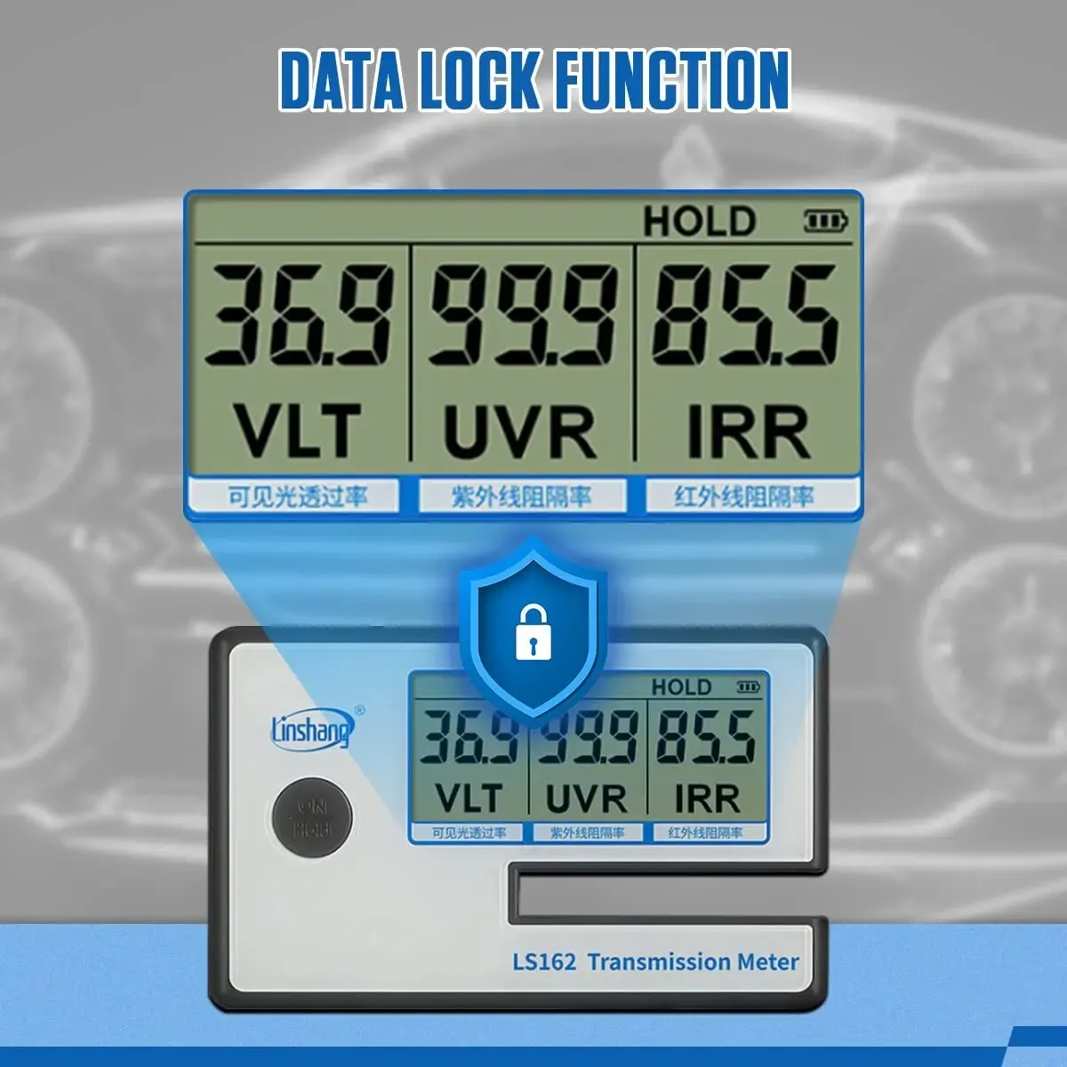 Portable Window Tint Transmission Meter Linshang LS162 Measure IR Rejection UV Blocking Rate Visible Light Transmittance solar film transmission meter