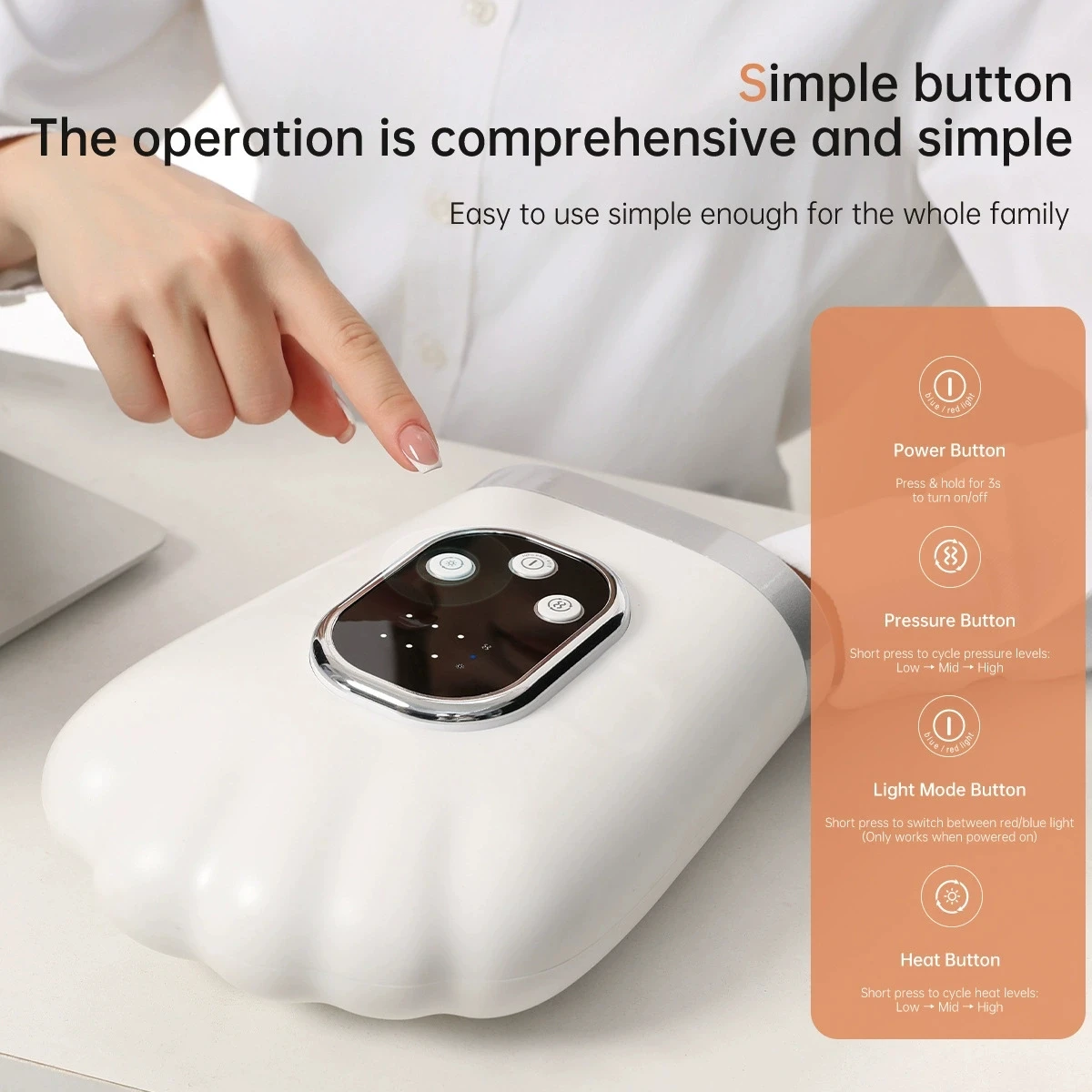 Cordless Hand Massager with Heated Compression for Relaxation