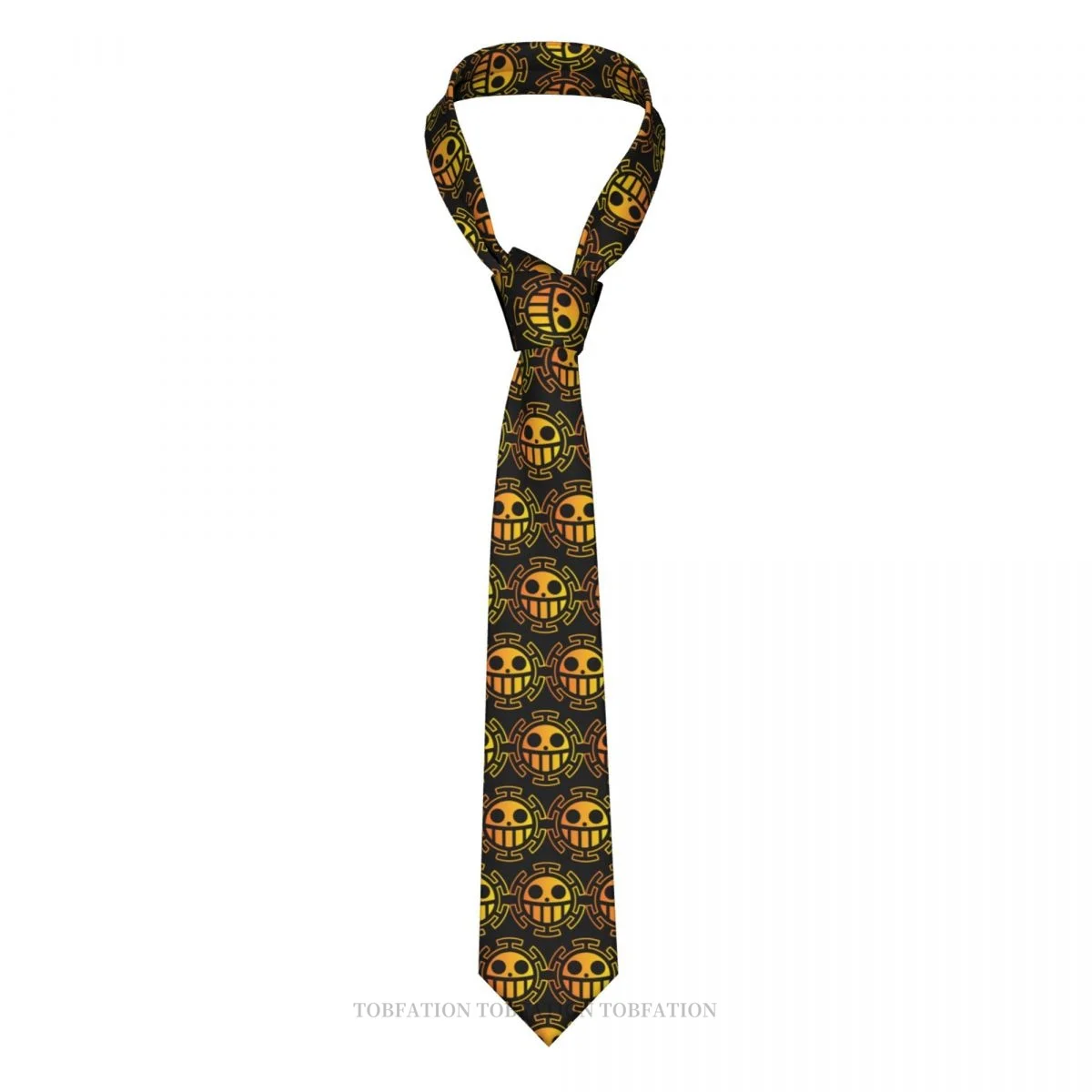 Trafalgar Law Yellow Print Ties One Piece Luffy Anime Casual Unisex Neck Tie Daily Wear Narrow Striped Slim Cravat