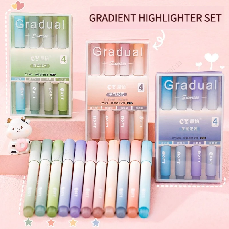 4Pcs set Kawaii Highlighter Pens Cute DIY Spot Liner Marker Drawing Painting Markers Japan Stationery School Office Supplies highlighter pen marker pen highlighter marker art marker