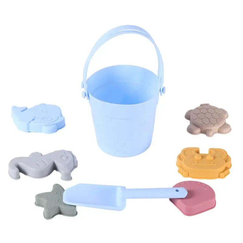 8pcs/Set Beach Toys Eco-Friendly Silicone Fun Summer Outdoor Toys for Kids with Bucket 3