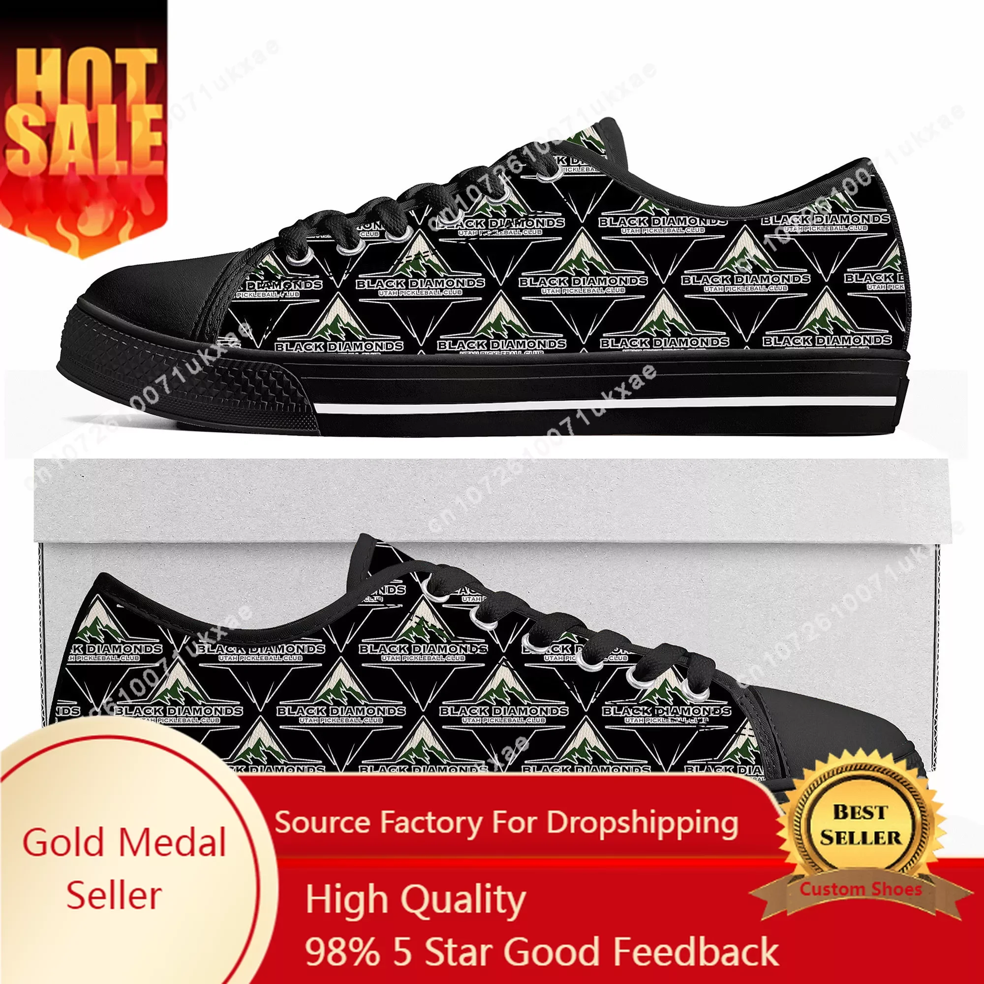 

UTAH BLACK DIAMONDS pickleball Low Top Sneakers Mens Womens Teenager Canvas High Quality Sneaker Casual Custom Made Shoes DIY