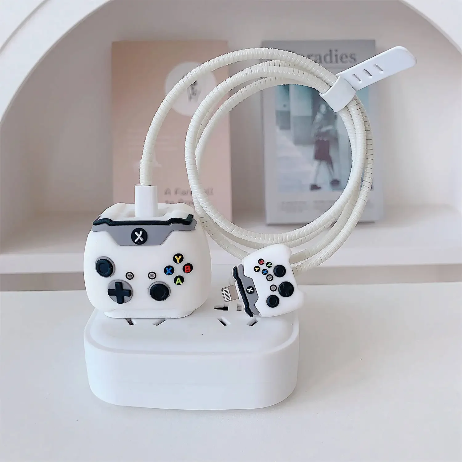 5pcs Game Console Charging Head Protective Cover/1.4m Data Cable Protective Coil /Charging Connector Protection for Apple 1B/20W