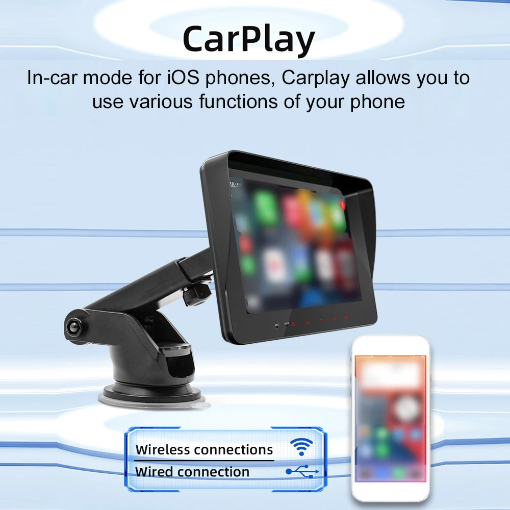7 Inch Car Stereo MP5 Player BT Hands-Free Calling FM Radio Support Carplay Android Auto Phone Link Reversing Assist Dual USB