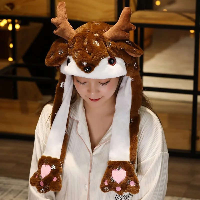 Christmas Gift Santa Claus Hat Elk Head Cover Ear Moving Headpiece Decoration Small Gift