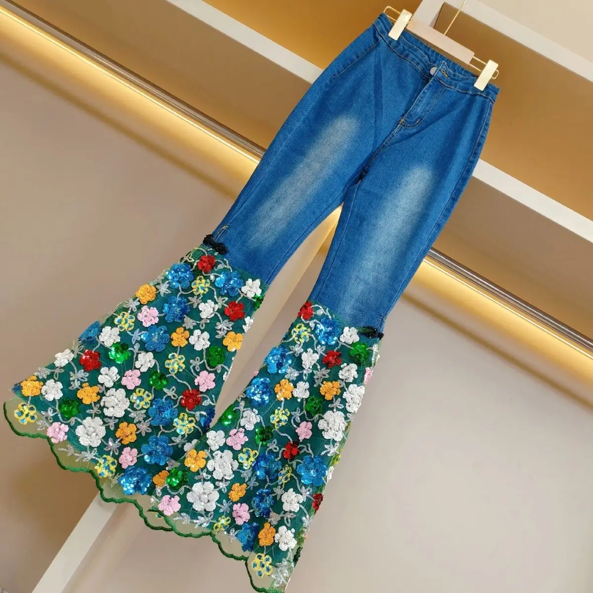 

Bonjean Flower Pants Vintage High Waist Jeans Woman Girlfriends Women's Jeans Full Length Mom Jeans Cowboy Denim Pants