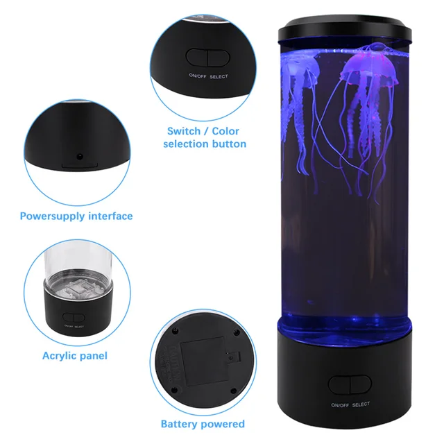 2021 LED Simulation Jellyfish Lava Lamp USB Colorful Bedroom Bedside Atmosphere Night Light Birthday Gift Room