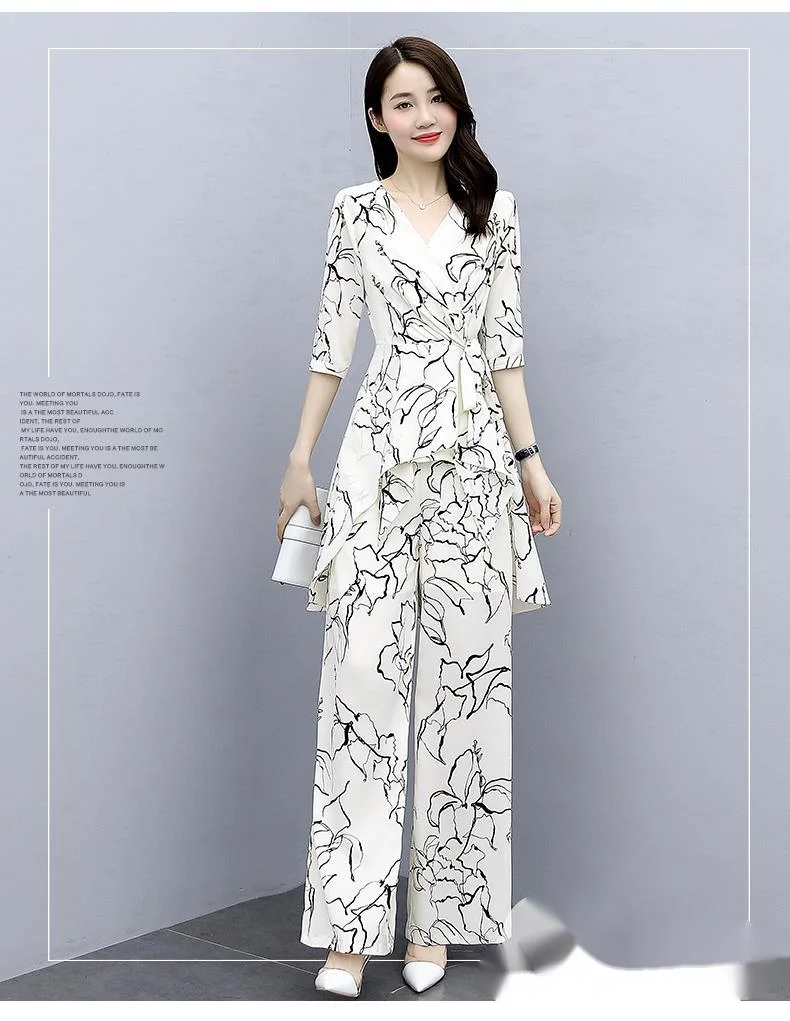 Fashion suit 2023 summer new women's clothing temperament print cool two-piece set_voghion.com